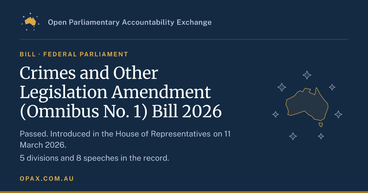 Crimes and Other Legislation Amendment (Omnibus No. 1) Bill 2026